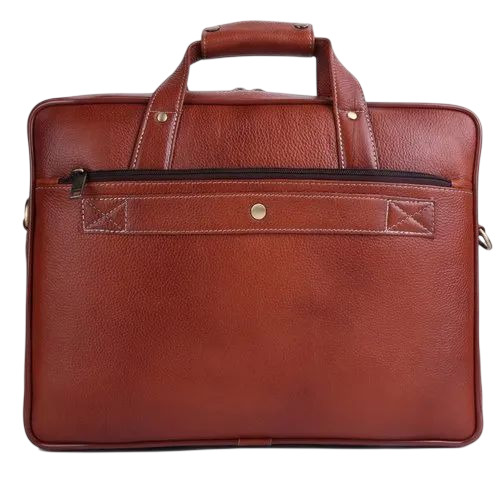 Official Leather Laptop Bag - Pure Leather, Brown, Zipper Closure | Durable, Comfortable, Water Resistant, 3 Pockets