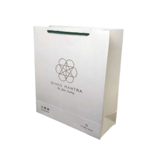 Paper Jewelry Carry Bag - SBS Board 8x6x3 Inch White, Laminated-Matt, Rope Handle, Moisture Proof, Disposable