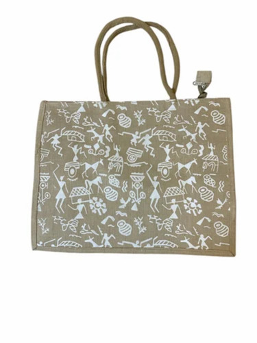 Printed Jute Hand Bag - Color: Multiple
