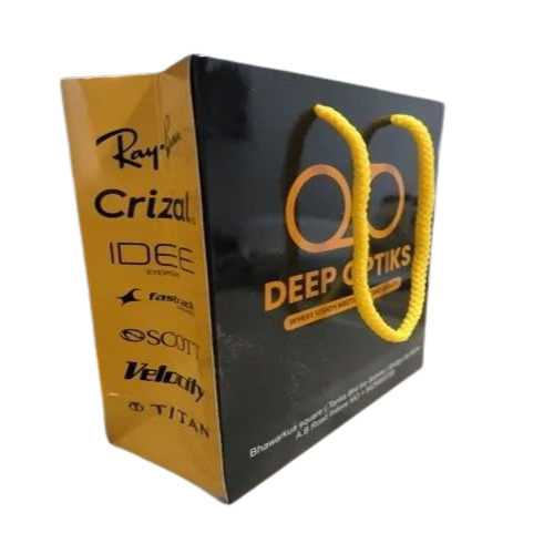 Printed Paper Shopping Bags - SBS Board 10x8x4 Inch Black Yellow, Laminated-Matt, Rope Handle, Disposable Moisture Proof