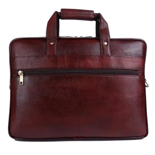 Pure Leather Laptop Bag - Leather, Brown, Zipper Closure | Durable, Comfortable, Soft Texture, 3 Pockets, Water Resistant