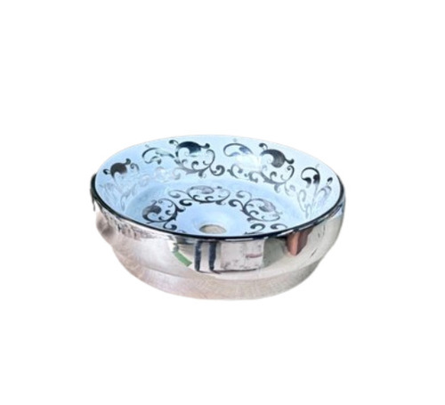 Silver Printed Ceramic Wash Basin