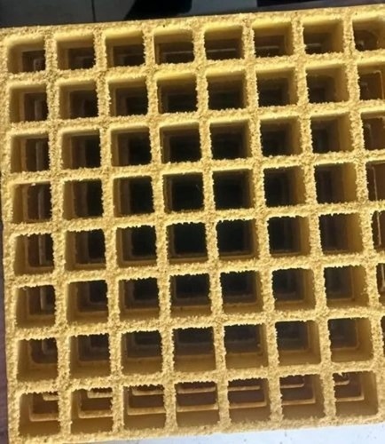 Yellow FRP Molded Grating - 5 mm Thickness, Heavy Duty | Yellow, Square, Chemical, Solar, Oil and Gas Industry