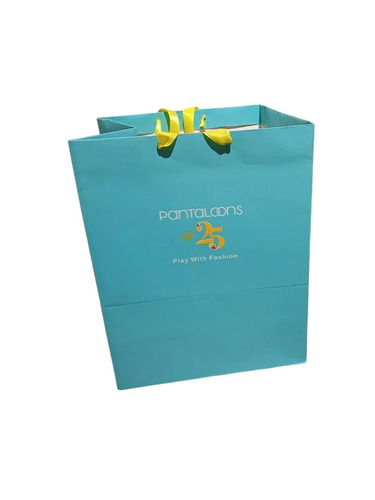 Customised Paper Bag - 350 GSM Coated Paper Blue Rope Handle | Handmade Biodegradable Laminated Tear Resistant Recyclable Moisture Proof