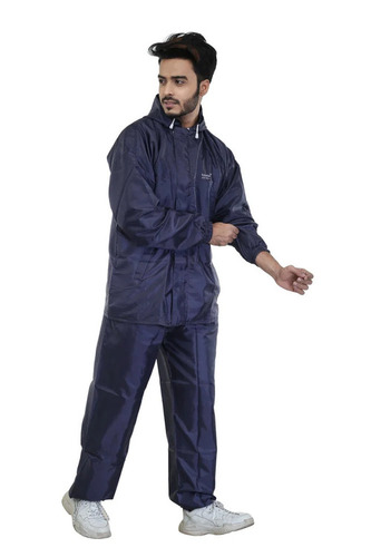 Mens Navy Blue Polyester Rainsuit