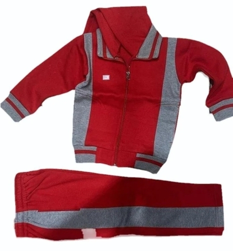 Red Gray Cotton Winter Track Suit