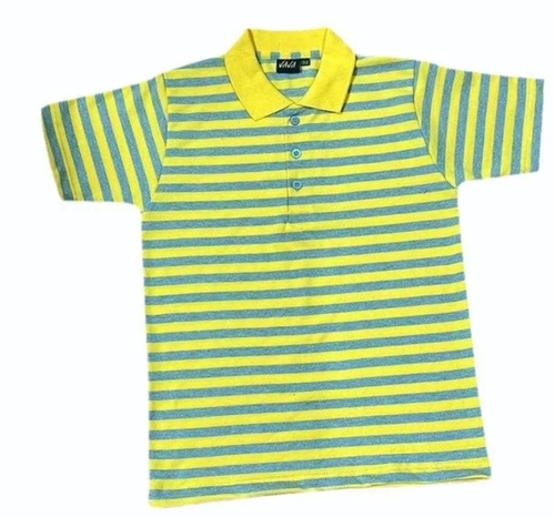 Yellow Striped Cotton Boys T Shirt