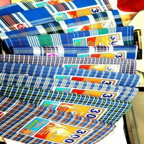 240 GSM Cotton Lungi - Checked Pattern, Standard Size, Lightweight | Quick Dry, Neatly Stitched, Machine Wash Friendly