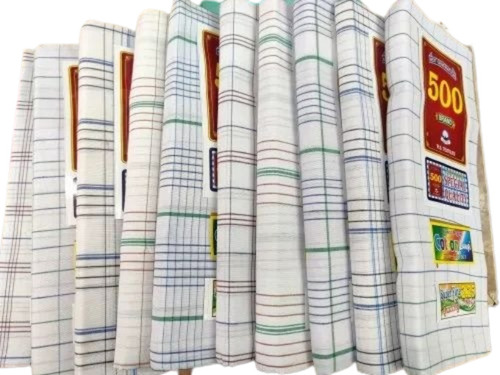 Check Cotton Lungi - Cotton, Standard Size, White | Quick Dry, Checked Pattern, Lightweight, Machine Fabricated, Crease Resistant