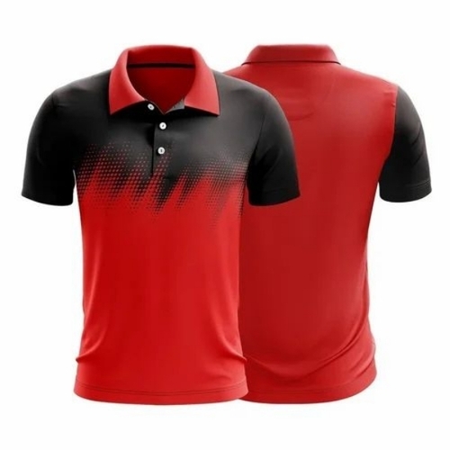 Corporate Contrast T-Shirts - Soft Breathable Fabric, Red Color, Polo Collar | Casual Style, Comfortable Fit, Durable Stitching