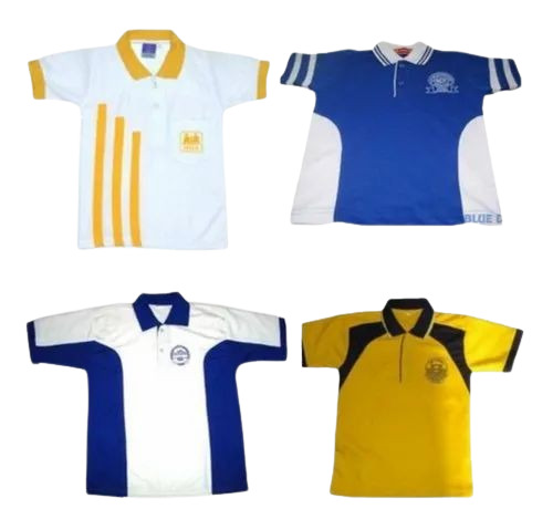 Half Sleeves School T Shirt - Cotton, Multi Color, V Neck, Regular Fit | Breathable, Quick Dry, Anti UV, Comfortable Fit