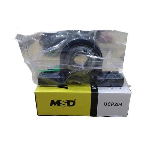 MSD UCP204 Series Pillow Block Bearings - Mild Steel, 100mm Bore, Silver Grey Black, Grease Lubricated