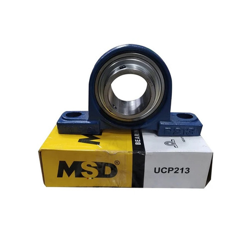 MSD UCP213 Pillow Block Ball Bearing - Metal, 100mm Bore, Blue/Silver, Double Row, Grease Lubricated, Corrosion Resistant