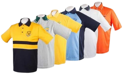 Multicolor School T Shirt  - Collar Type: V Neck