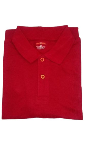 Plain Men T Shirts - Cotton, Sizes S-XXXL, Red, Polo Collar, Quick Dry, Lightweight, Neatly Stitched