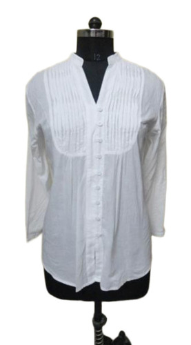 Plain Womens Tunic - Cotton, S-XXXL, White | Anti Wrinkle, Breathable, Quick Dry, No Fade, Machine Washable
