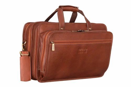Tan Leather Laptop Bag - Pure Leather, 20x12 Inch, Brown | Zipper Closure, Soft Texture, Water Resistant, Shoulder Style