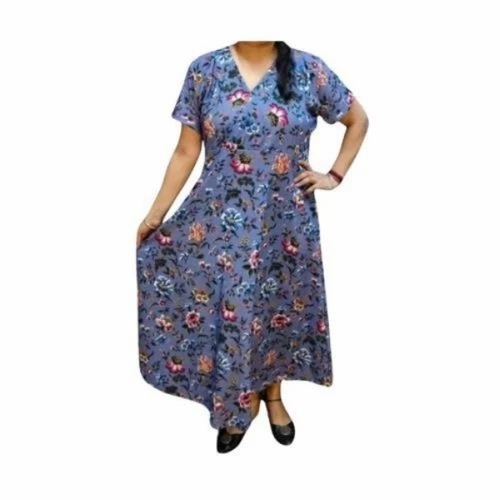 Cotton Frock - Cotton, Blue, Girls | Soft, Stretchable, Breathable, Lightweight, Casual Western Style