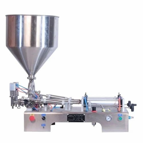 Double Head Pneumatic Paste Filler Machine - Stainless Steel Polished 240V 2HP 50Hz | Chemical Application Metal Packaging