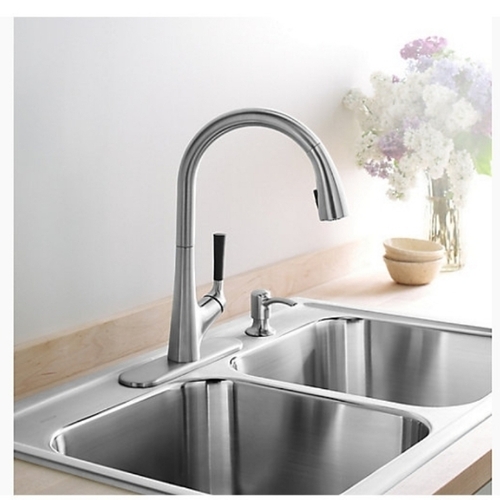 Kitchen Sink Faucets - Stainless Steel, Silver, Glossy Finish | Rust Resistant, Leak Proof, 360 Swivel, Corrosion Resistant