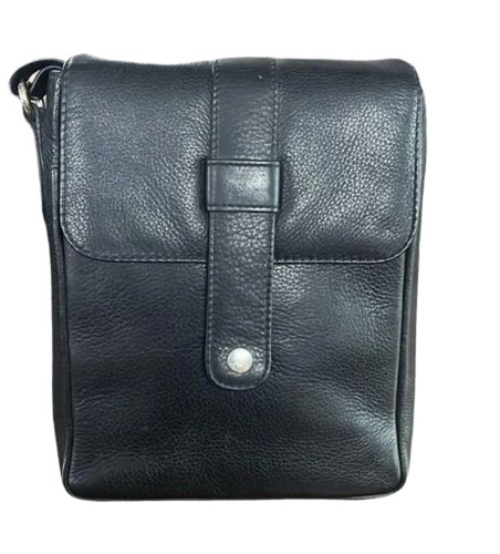 Plain Black Leather Sling Bag
