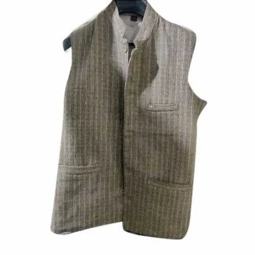 Sleeveless Khadi Nehru Jacket