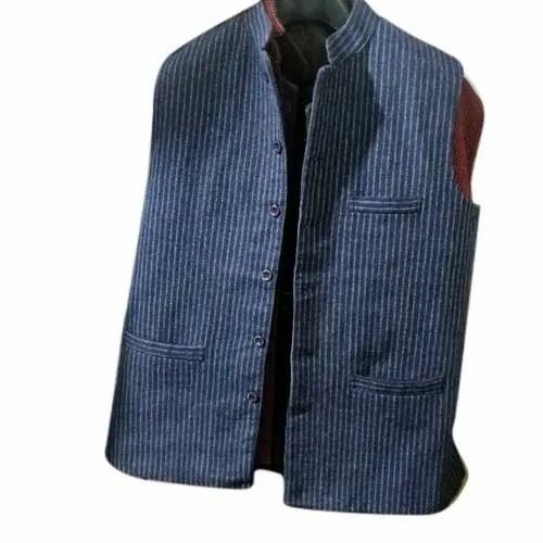 Striped Sleeveless Khadi Jacket