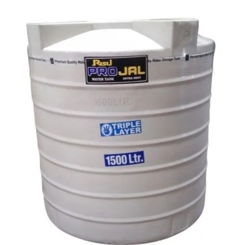 1500 Litre Projal Triple Layer Water Tank - Plastic, Cylindrical, White | Uv Resistant, Leak Proof, Food Grade, Rust Free
