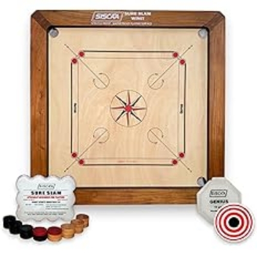 Carrom Board - Wooden, Portable Size | Smooth Surface, Precise Edges, Easy Maintenance, Balanced Play