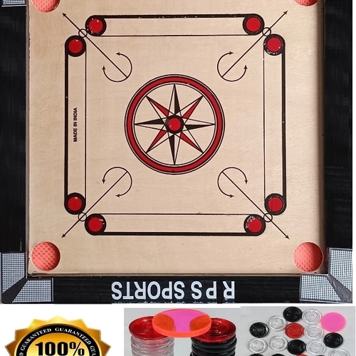 Carrom Board Set Of Coins Striker And Carrom Powder - Wooden 32 Inches, Compact Design, Smooth Surface, Precise Edges