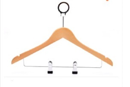 Wooden Hanger With Anti Theft Clips
