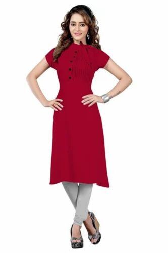Designer Red Cotton Kurti