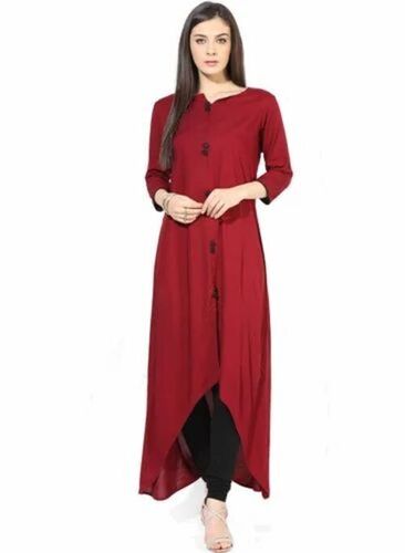 Designer Red Long Cotton Kurti