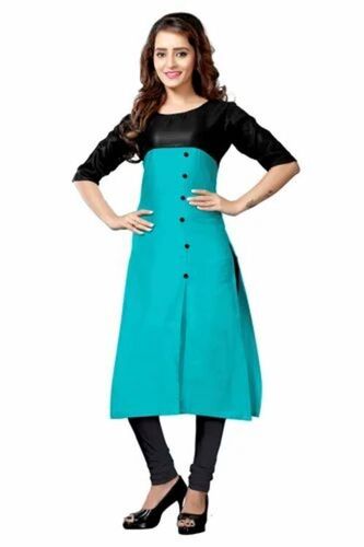 Designer Trendy Blue Cotton Kurti
