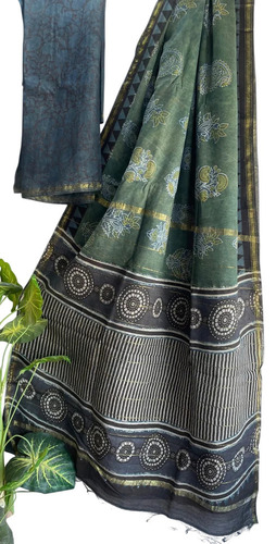 Cotton Hand Block Printed Saree