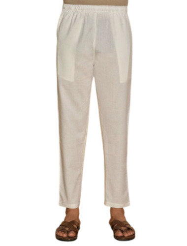 Mens Cotton Ankle Length Pajama - Cotton, Medium, White | Comfortable Fit, Washable, Casual Summer Wear