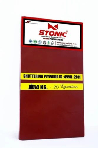 Stonic Shuttering Plywood - Eucalyptus Wood 8x4 ft Red, Moisture Proof, Alkaline Resistant, Termite Shielded