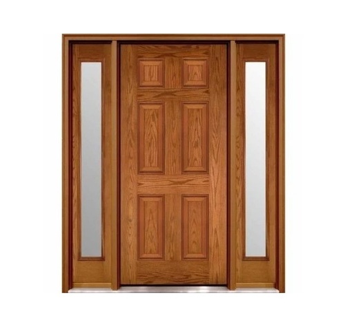 Wood Door - Solid Wood, Standard Size, Brown, Smooth Installation, Crack-Free, Termite Shielded, Water Guarded