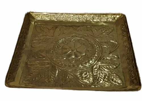 Engraving Square Serving Brass Tray