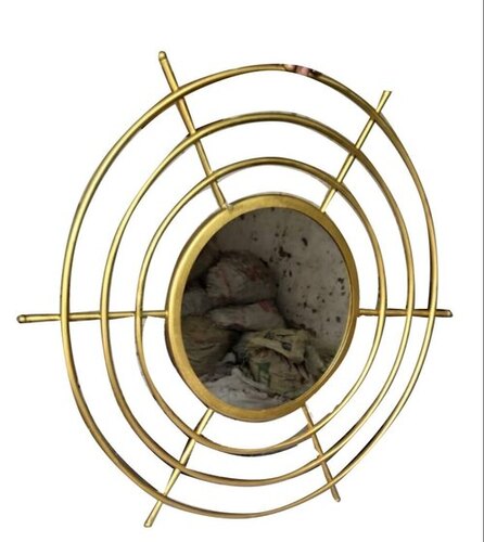Golden Polished Brass Round Wall Mirror - Glass, Standard Size, Golden | Eco Friendly, Stylist