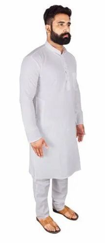 Mens White Cotton Kurta Pajama - Full Sleeves, Regular Fit, Breathable | Anti UV, Quick Dry, Comfortable Fit