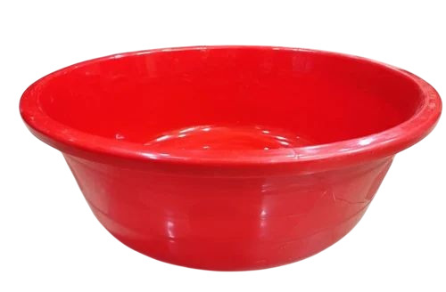 Red Plastic Tub - PVC Material, 10L Size, Red Color, Round Shape, Fine Finished, Durable