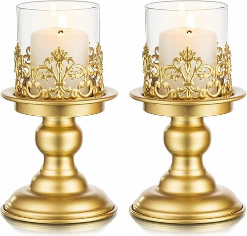 Vintage Gold Candle Stick Holders - New Box Packaging, Golden Color | Stylist, Modern Arts Style, Indian Design