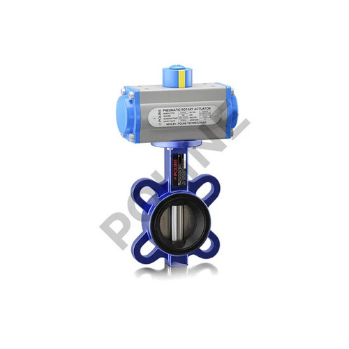 Wafer Type Butterfly Valves 65 mm - Cast Iron Blue/Black High Pressure | Manual Power Source Industrial Use