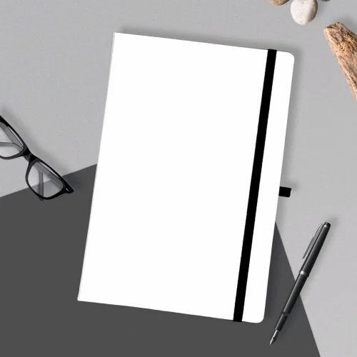 White Notebook Diary - Paper Material, A4 Size, Multicolor, Hardcover, Sewing Binding, 120 Sheets, Fancy Decorative