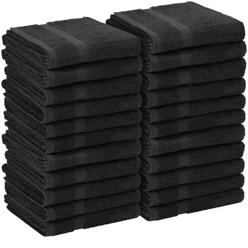Cotton Salon Towel 20x40 Inch - 100% Cotton, Black, Machine Washable | Eco-Friendly, Water Absorbent, Soft Touch