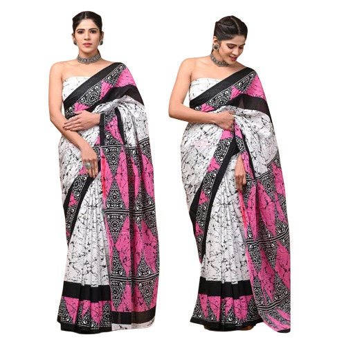 175 GSM Cotton Saree 5.5 Meter Multicolor - Handwork Party Wear, Unstitched Blouse Piece