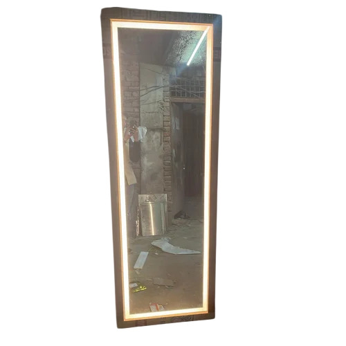 24x60 Inches Natural Wood Home LED Mirror