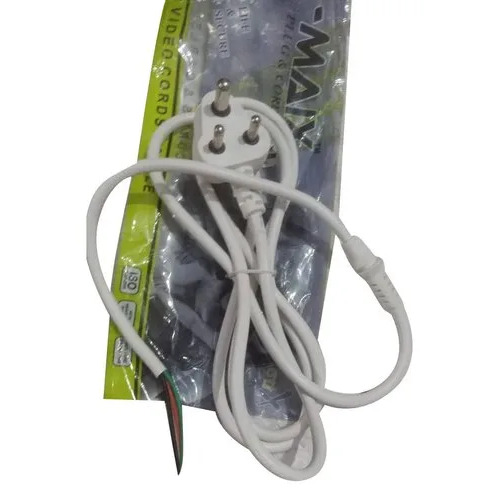 3 Pin White Power Cord - PVC, 1.7 Meter, 6A 220V | Durable Flexible Design Maix