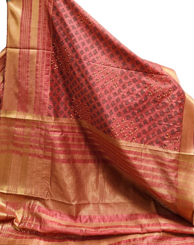 Beige Tussar Silk Saree